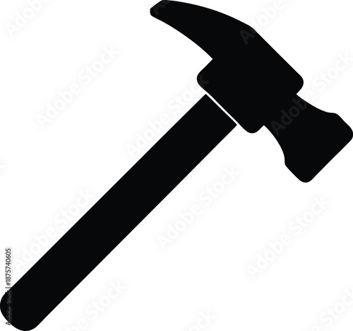 Brick hammer silhouette vector art illustration and minimal black and white design