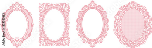 Collection Intricate vintage elegance roval shape lace frame for design element. Vector illustration.