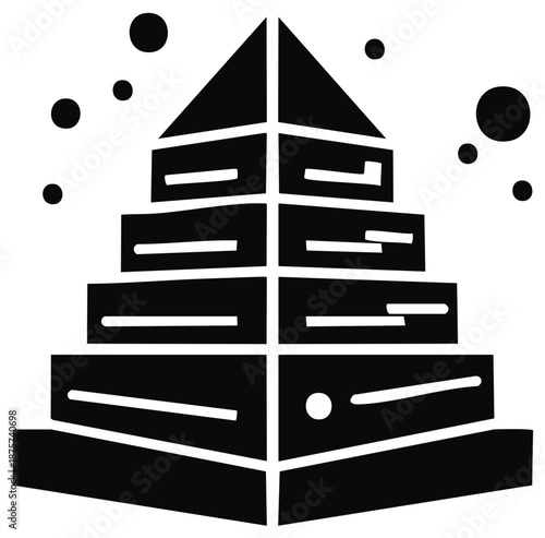 Abstract Stairway to Success with Geometric Shapes and Spheres Emphasizing Progress and Achievement in Business and Personal Growth