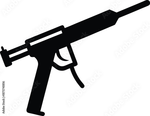 Caulking gun silhouette vector art illustration and minimal black and white design