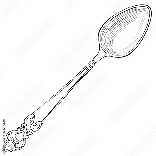 Elegant spoon illustration with decorative handle design for culinary and dining concepts