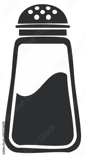 Simple salt and pepper shaker icon vector illustration for seasoning and dining