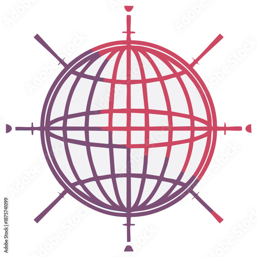 Stylized Globe with Compass Points Illustration