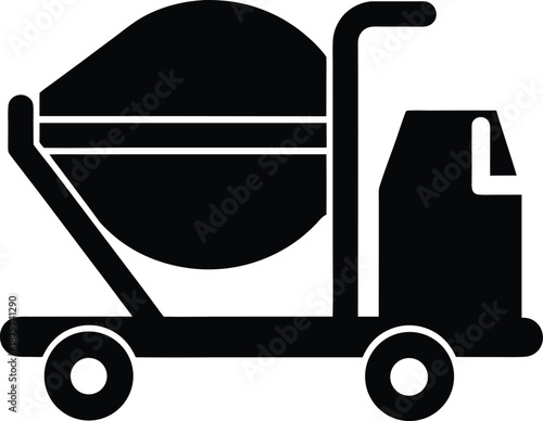 Concrete mixer silhouette vector art illustration and minimal black and white design