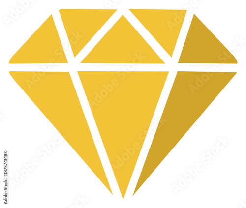 Stylized yellow gold diamond gem illustration symbolizing luxury preciousness wealth and success