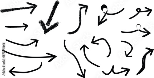 Collection of hand drawn arrows pointing in various directions