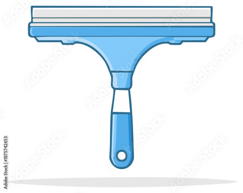 Clean blue window squeegee tool with rubber blade for glass cleaning