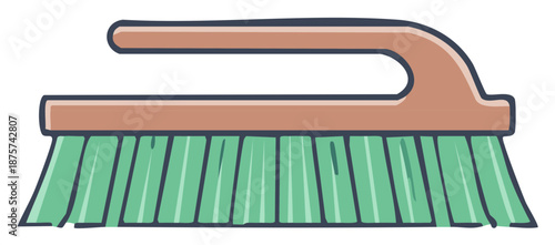 Green Scrub Brush with Handle for Cleaning Floors, Tubs, Showers, and Surfaces