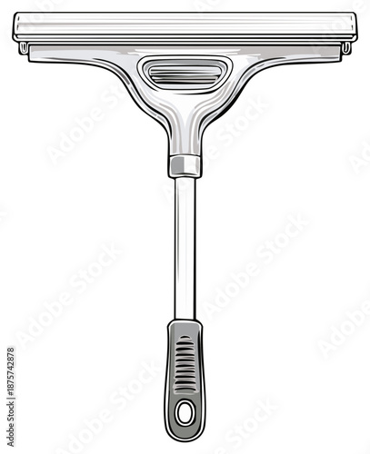 Window squeegee tool for cleaning glass and wet surfaces, a detailed vector illustration of household equipment
