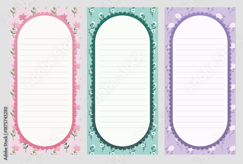 Cute Aesthetic Pink and Pastel Flower Stationery Design, Blank Lined Paper Sheet for To-Do Lists and Planners