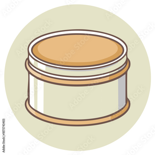 Simple cartoon illustration of a round product tin for hair pomade, wax, or cosmetic cream