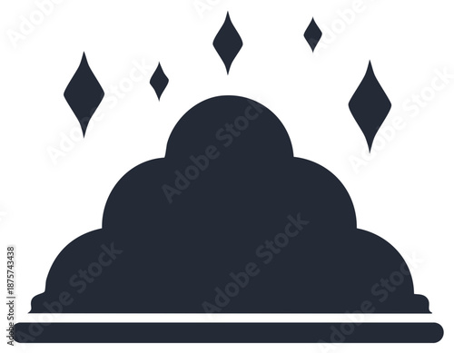 Abstract cloud with diamonds or stars, stylized design element on white background.