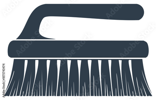 Dark Blue Scrub Brush with Handle Icon for Cleaning and Household Tasks