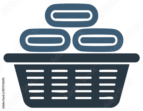 Pile of Rolled Towels in Wicker Basket Simple Icon Flat Vector Graphic