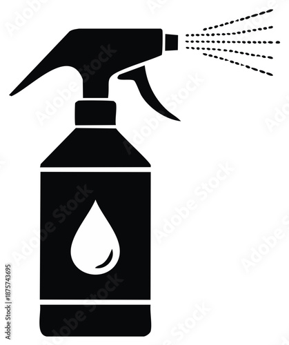 Black Spray Bottle Vector Icon Illustration Sprayer with Droplet Design