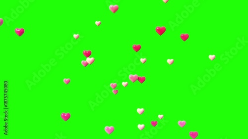 Heart confetti effect with green screen	