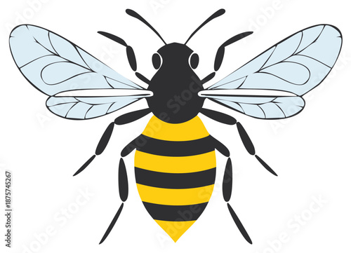 Cartoon Bumble Bee Insect with Wings Vector Illustration