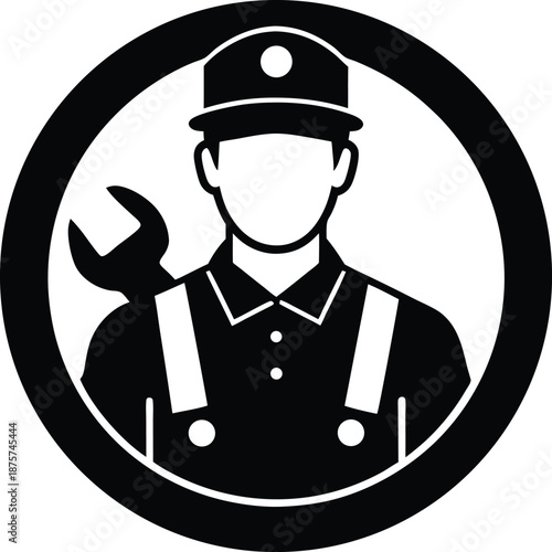 Plumber silhouette vector art illustration and minimal black and white design