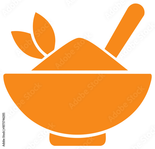Herbal Medicine Preparation with Leaves and Bowl Vector Graphic Illustration