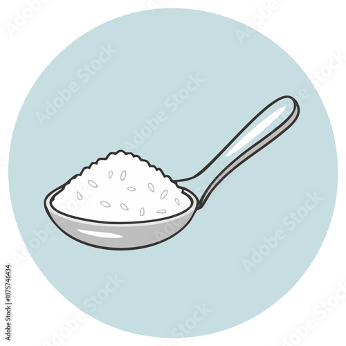 Vector Illustration of a Teaspoon Full of Grains, Sugar, or Salt Icon