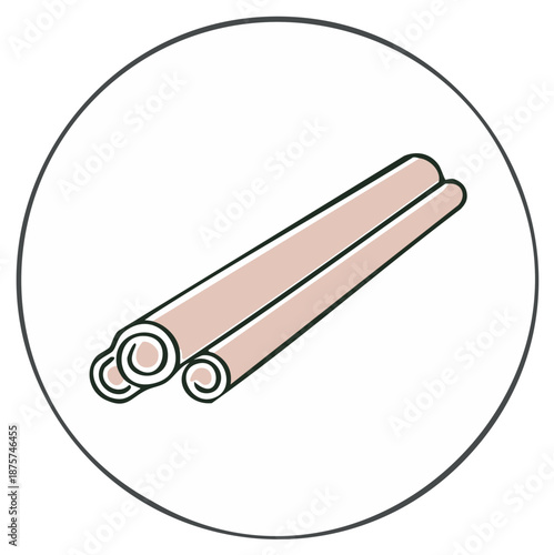Cinnamon Sticks Still Life: Aromatic Spice Ingredients in a Round Isolated Graphic Design