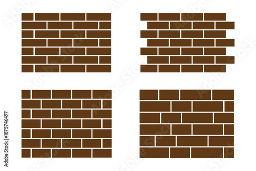Brick Wall Silhouette . Construction Pattern Illustration.