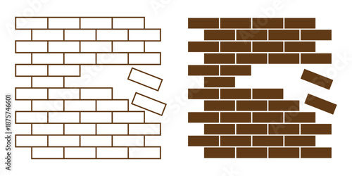 Brick Wall Silhouette . Construction Pattern Illustration.