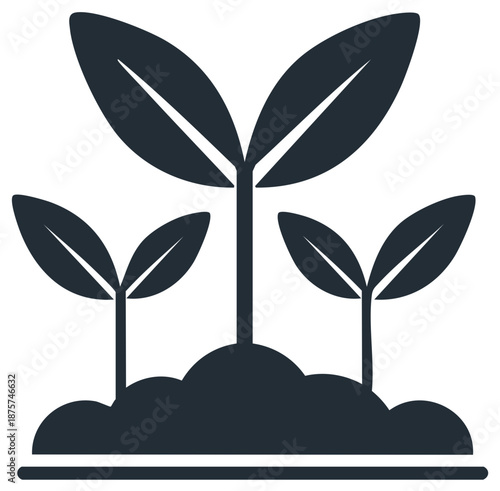 Seedlings growing from soil illustration plants emerging from ground emblem