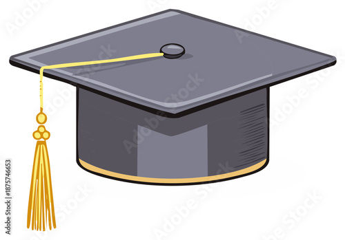 Classic gray graduation cap with a vibrant golden yellow tassel symbolizing academic achievement and success