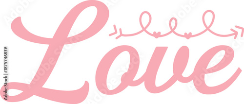 Love valentine typography design on plain white transparent isolated background for card, shirt, hoodie, sweatshirt, apparel, tag, mug, icon, poster or badge