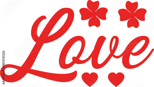 Love valentine typography design on plain white transparent isolated background for card, shirt, hoodie, sweatshirt, apparel, tag, mug, icon, poster or badge