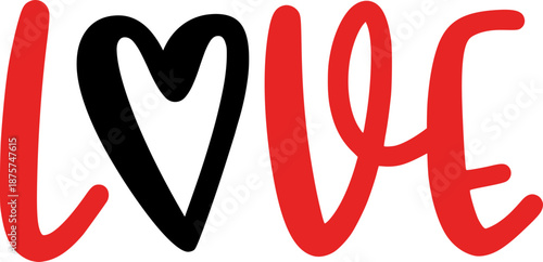 Love valentine typography design on plain white transparent isolated background for card, shirt, hoodie, sweatshirt, apparel, tag, mug, icon, poster or badge