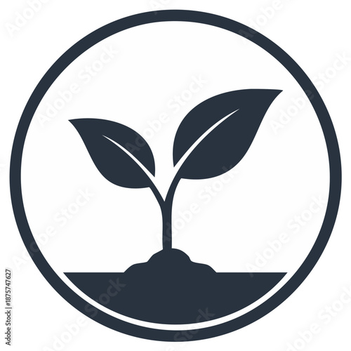 Plant Sprout Growing from Soil in Circle Frame Represents Growth and Environmental Sustainability