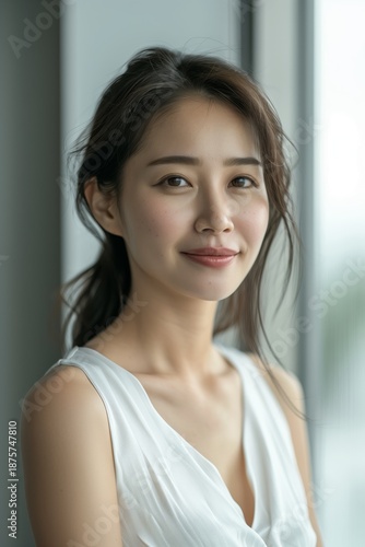 Japanese Woman Natural Beauty by the Window