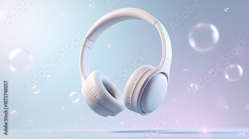 headphones on blue background