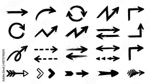 Various black arrows in different styles and directions  