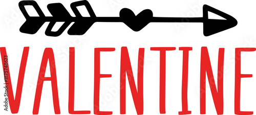 Valentine typography text on plain white transparent isolated background for card, shirt, hoodie, sweatshirt, apparel, tag, mug, icon, poster or badge