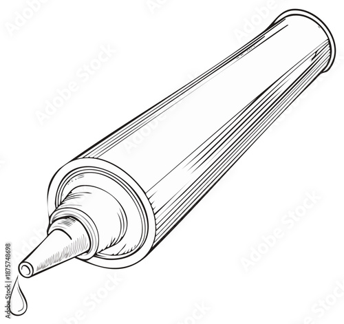 Illustration of a Tube with a Droplet Coming Out of the Tip, Perfect for Decoration or for a Website, Blog or Poster
