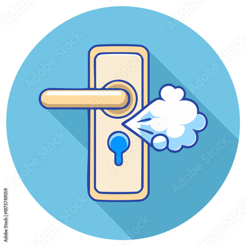 Door handle and steam icon concept for hygiene and cleaning services