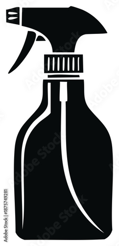 Spray Bottle Black and White Illustration Cleaning Equipment Disinfectant Dispenser