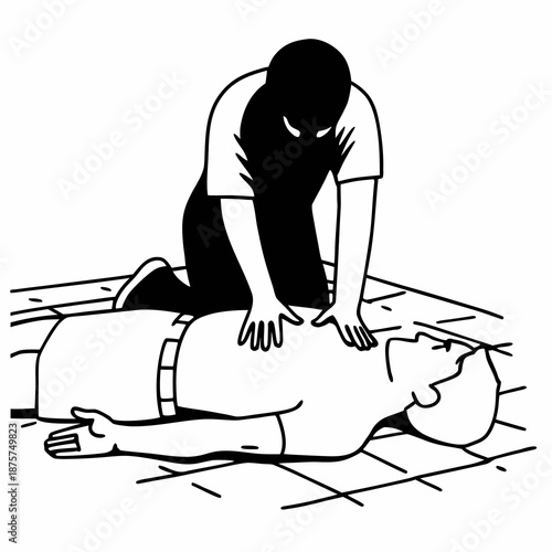 CPR Emergency – Chest Compression First Aid Illustration