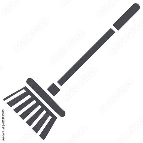 Simple dark broom icon isolated on white background for cleaning and sweeping