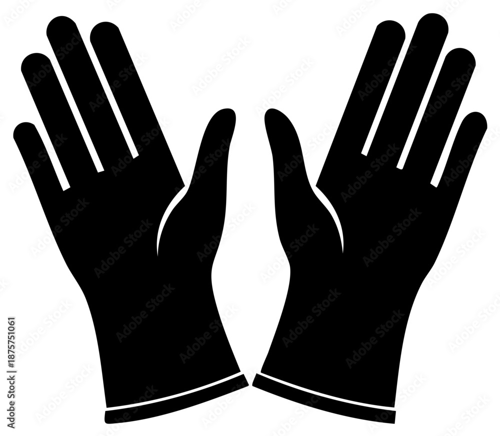 Obraz premium Isolated Black Gloves, Pair of Hands Showing Palms