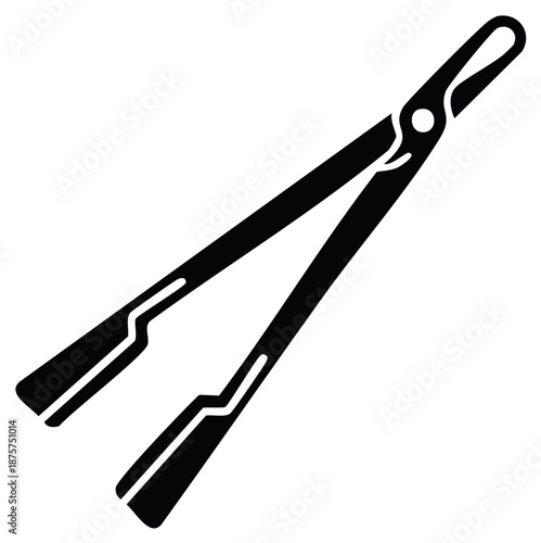 Black and White Tongs Silhouette for Cooking and Serving