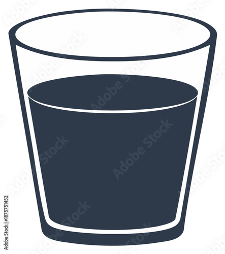 Dark Liquid in a Glass: Drink Illustration, Still Life, Simplicity, Full Glass, Unfilled, Hydration