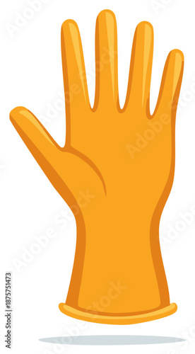 Vivid cartoon vector of orange rubber glove symbolizes protection or cleaning tasks