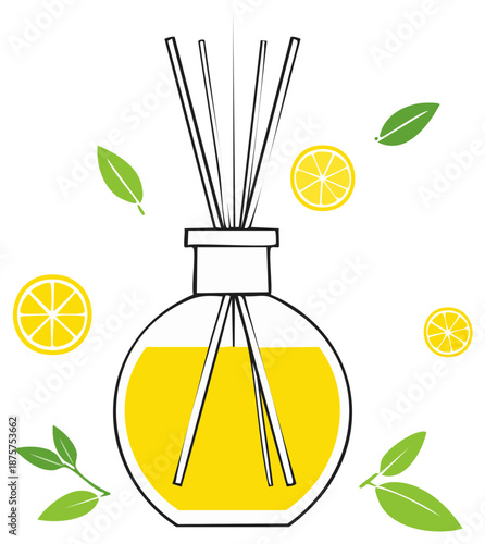 Lemon Aroma Diffuser with Essential Oil and Reeds Fresh Scent Home Decor