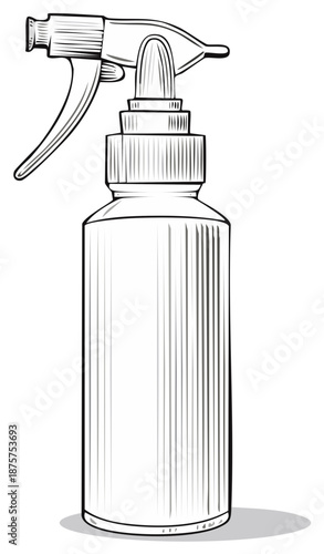 Spray bottle illustration for cleaning, sanitizing, gardening and personal care