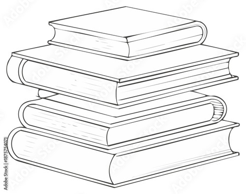 Stacked books line art illustration symbolizing education knowledge and learning