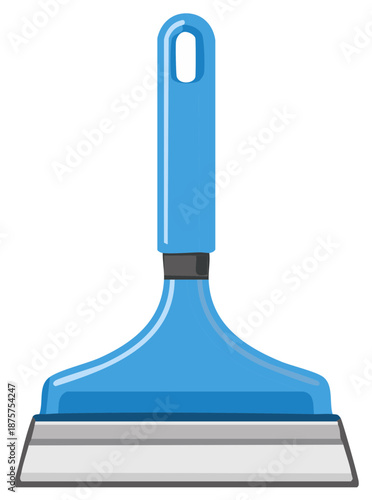 Simple blue car window scraper vector illustration for automotive cleaning.